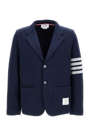Thom Browne Structured Blue Jacket with Zipper Closure