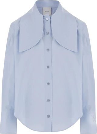 Patou Knoopblouse van katoenpopeline - Dames - Overhemden - Blauw - M - Katoen - Overhemden