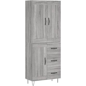 vidaXL Highboard Grey Sonoma 69.5x34x180 cm Engineered Wood vidaXL