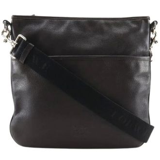 Loewe Pre-owned Anagram Leren Schoudertas - Heren - Pre-owned - Zwart - Maat: ONE Size Leer