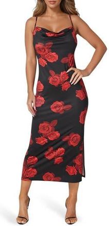 Bebe Floral Slipdress in Black/Rose at Nordstrom Rack, Size X-Large