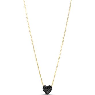 SHYMI Mini Pav&eacute; Heart Pendant Necklace in Gold/Black at Nordstrom