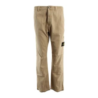 Stone Island Panama Katoenen Broek - Heren - Broeken - Beige - Maat: W34 Katoen