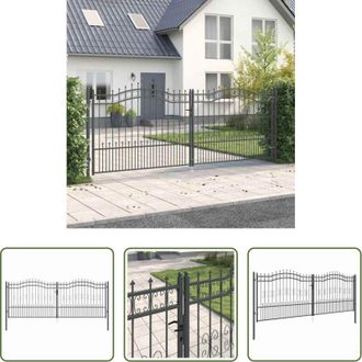 vidaXL Cancello in acciaio - Cancello con Punta a Lancia Grigio 404 x 150 cm Acciaio
