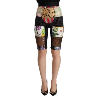 Dolce & Gabbana Bloemen Patchwork Shorts - Dames - Korte Broeken - Veelkleurig - L - Katoen - Korte Broeken
