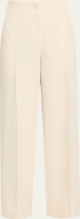 Brioni Camilla Wide Leg Silk Wool Trousers