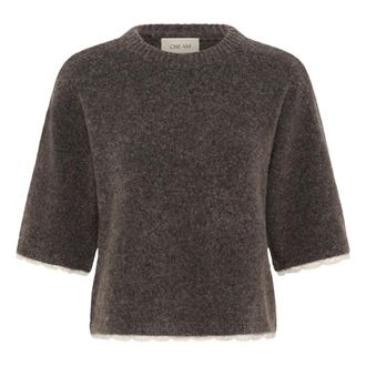 Cream CRKibana Gebreide Pullover - Dames - Ronde hals truien - Bruin - L - Wol - Truien & Vesten