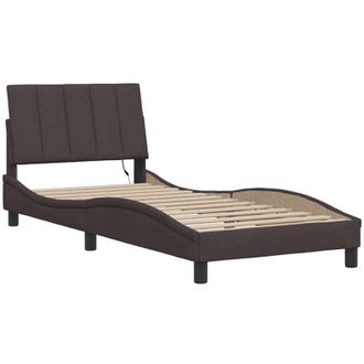 vidaXL Estructura De Cama Sin Colch&oacute;n Tela Marr&oacute;n Oscuro 90x190 Cm Vidaxl