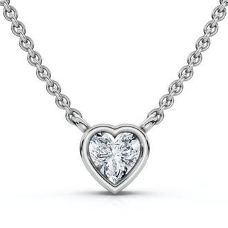 Pompeii3 3/8 - 3 Ct Heart Shape Diamond Bezel Pendant 14k Gold Necklace Lab Grown