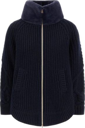 Herno Maglia con Ecofur - Dames - Vesten - Blauw - M - Wol - Truien & Vesten