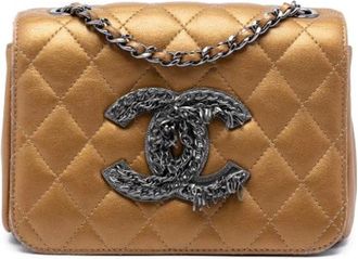 Chanel Pre-owned Vintage Quilted Lambskin Crossbody Bag - Dames - Vintage Schoudertas - Geel - ONE Size - Leer - Vintage