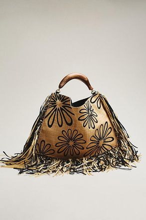 Farm Rio Fringed Raffia Mini Hand Bag