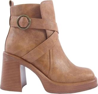 Jellypop Womens Eugenie Heeled Ankle Boots In Tan Distress