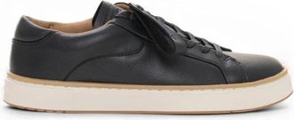 Emporio Armani Leren sneakers met contrasterende zoolrand - Heren - Sneakers - Blauw - 42 EU - Leer - Schoenen
