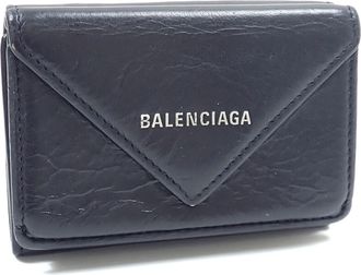 Balenciaga Black Leather Wallet (Tri-Fold) (Pre-Owned)