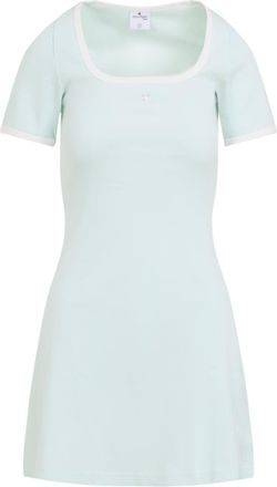Courrèges Light Mint Green Cotton Contrast Dress-Donna