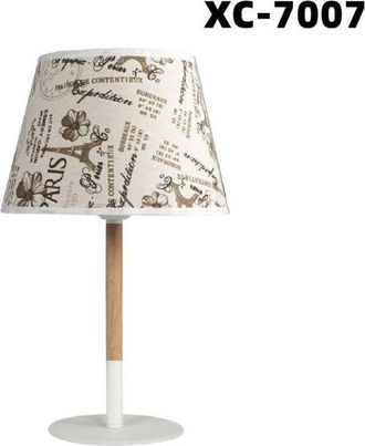 Trade Shop Trade Shop Traesio - Trade Shop - Lampada Da Tavolo Con Paralume Bianco In Tessuto Base Legno Lampada E27 Xc-7007