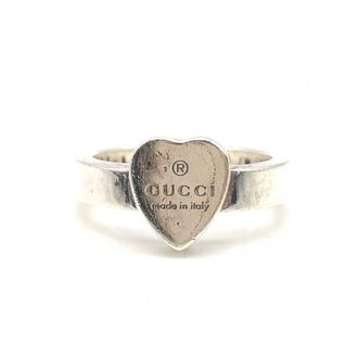 Gucci Sterling Silver Heart Trademark Ring, US Size Womens 5.5 (Pre-Owned)
