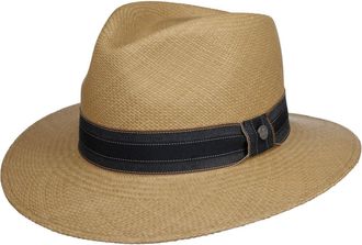 Lierys Denim Band Traveller Hat Panama Straw UV Protection 50 Traveler Outdoor Garden Hat Men Summer Nature M (57-58 cm)