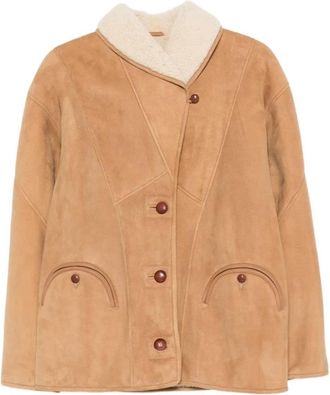 Blaz&eacute; Milano Schapenvacht Kraag Kameelbruin Buitenkleding - Dames - Leren en Su&egrave;de Jassen - Bruin - S - Jassen