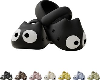 Generic Big Eye Cat Slippers - Women Garden Summer Sandals,Anti-Slip Thick EVA Sole, Slip-On Pool Shoes for Indoor/Outdoor (Big black eyes, Adult, Women, 7, N
