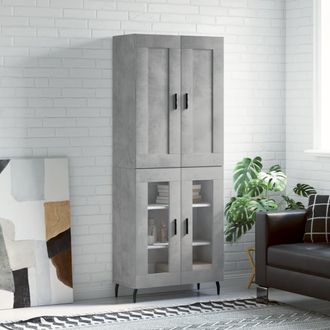 vidaXL Aparador Alto Madera Contrachapada Gris Hormig&oacute;n 69,5x34x180 Cm Vidaxl