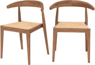 Rendez-Vous D&eacute;co Rendez-vous D&eacute;co - Set De 2 Sillas En Madera De Teca Y Rejilla De Rat&aacute;n - Alia