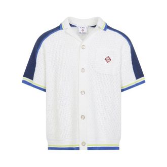 Casablanca Camicia a Maniche Corte in Maglia - - Shirts - Uomo - Bianco - L