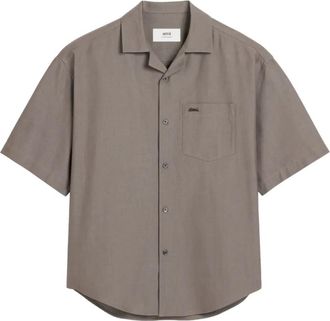 Ami Short Sleeve Shirts, male, Gray, Size: L Ash Grey Button-Up Shirt