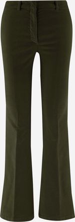 Ql2 Quelledue Womens Pants Stretch Cotton Velvet Dark Green Trousers