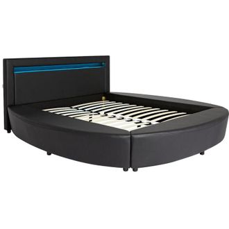 Vente-Unique Letto 180 x 200 cm Con LED Similpelle Nero - ABULIS III