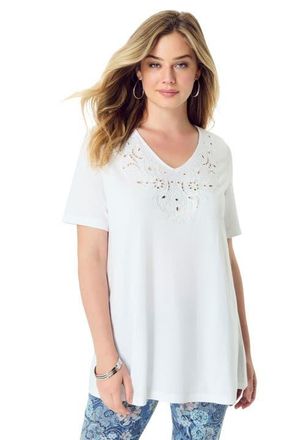 Roaman's Eyelet Swing Tee in White at Nordstrom, Size 20