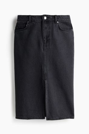 H&M Knielanger Jeansjupe - Schwarz