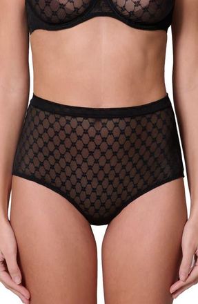 Simone P&eacute;r&egrave;le Plume Embroidered Shaping Briefs in Black at Nordstrom, Size X-Large