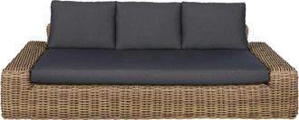 Maisons du monde Sof&aacute; de exterior para 3/4 personas de resina trenzada reciclada efecto rat&aacute;n y poli&eacute;ster reciclado gris antracita