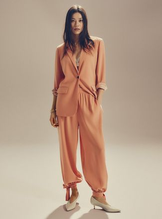 Icone Womens Fluid tie-ankle wide-leg pant