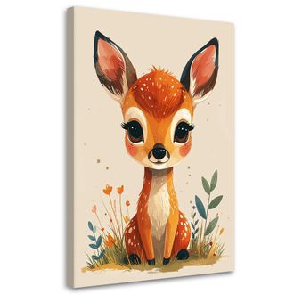 Feeby Cuadro En Lienzo, Ciervo Peque&ntilde;o Animales Del Bosque, 70x100