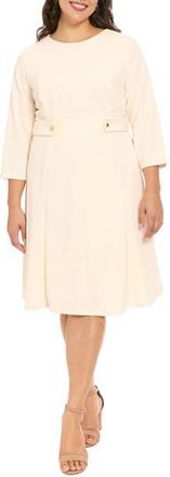 London Times Seamed Side Tab Midi Dress in Sugar Ivory at Nordstrom Rack, Size 14W