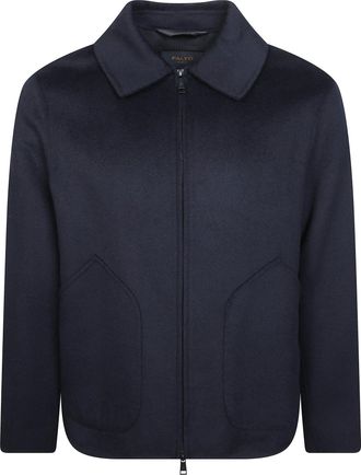 Palt&ograve; Blu Cropped Zipper Classic Collar Jacket