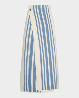 Malo Striped Wool-Cashmere Knit Maxi Skirt