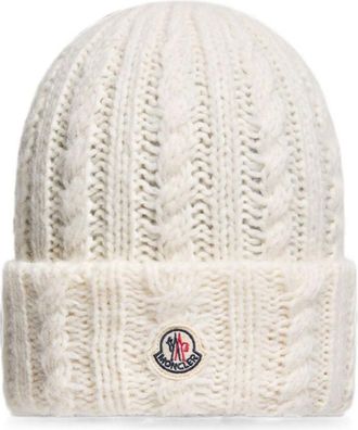 Moncler Off White Knitted Beanie Cap