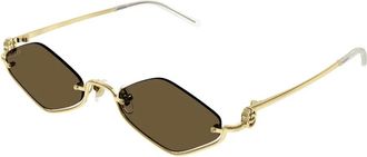 Gucci Unieke Verticale Logo Zonnebril - unisex - Accessoires - Geel - Maat: 53 MM