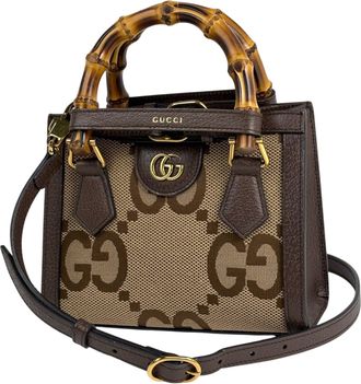 Gucci Brown Gg Canvas Leather Shoulder Bag Tote Bag (Pre-Owned)