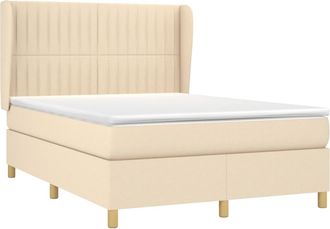 vidaXL Cama Box Spring Con Colch&oacute;n Tela Color Crema 140x190 Cm Vidaxl