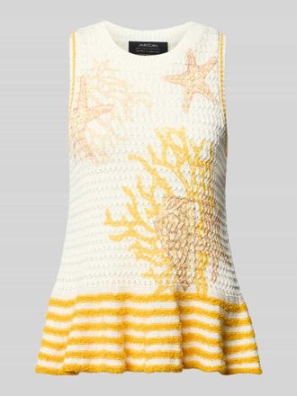 Marc Cain Stricktop mit Rundhalsausschnitt in Offwhite, Gr&ouml;&szlig;e 34
