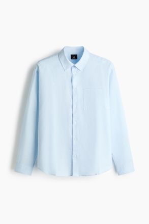 H&M Hemd aus Leinenmix in Relaxed Fit - Hellblau