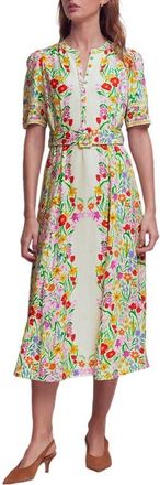 Boden Kate Floral Puff Sleeve Belted Shirtdress in Ivory Garden Placement at Nordstrom, Size 10