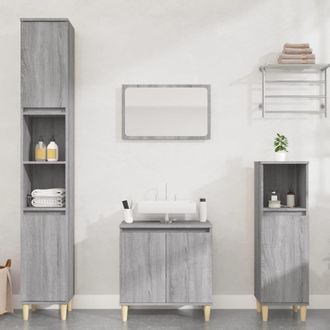 Berkfield Home 3 Piece Bathroom Furniture Set Grey Sonoma Engineered Wood