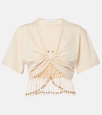 Paco Rabanne Top cropped in jersey di cotone