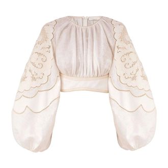 Zimmermann Blouses, female, Beige, Size: XS Daylight Embroidered Bodice